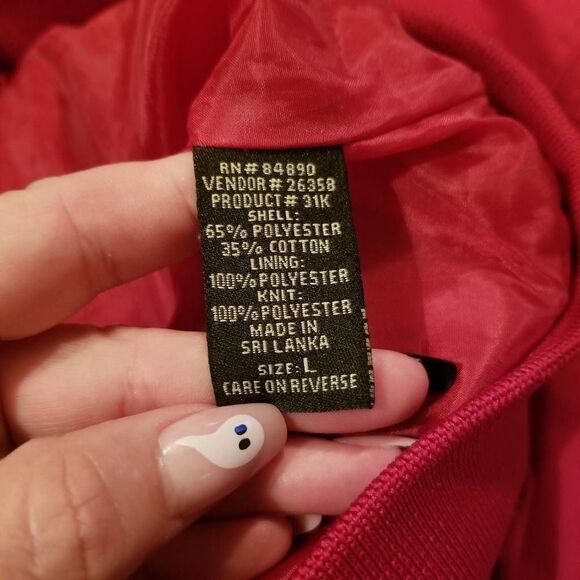 Vintage Haband Red Bomber Jacket L - Picture 3 of 8